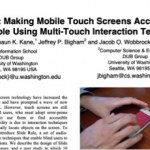 Title page from the original ASSETS papers of Slide Rule including a person holding a phone and interacting with the interface.