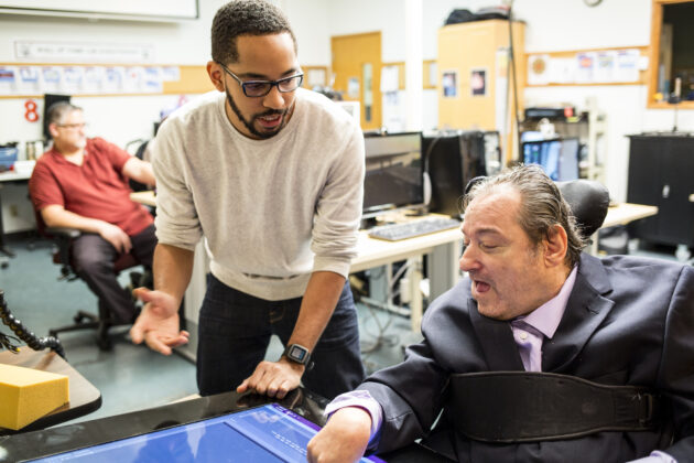 UW iSchool Ph.D. candidate Martez Mott works on Smart Touch technology with Ken Frye at Provail